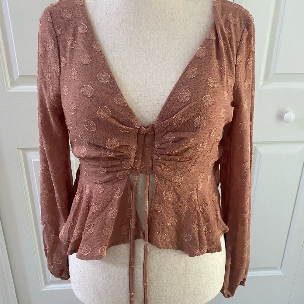 Lush Camel Textured Blouse